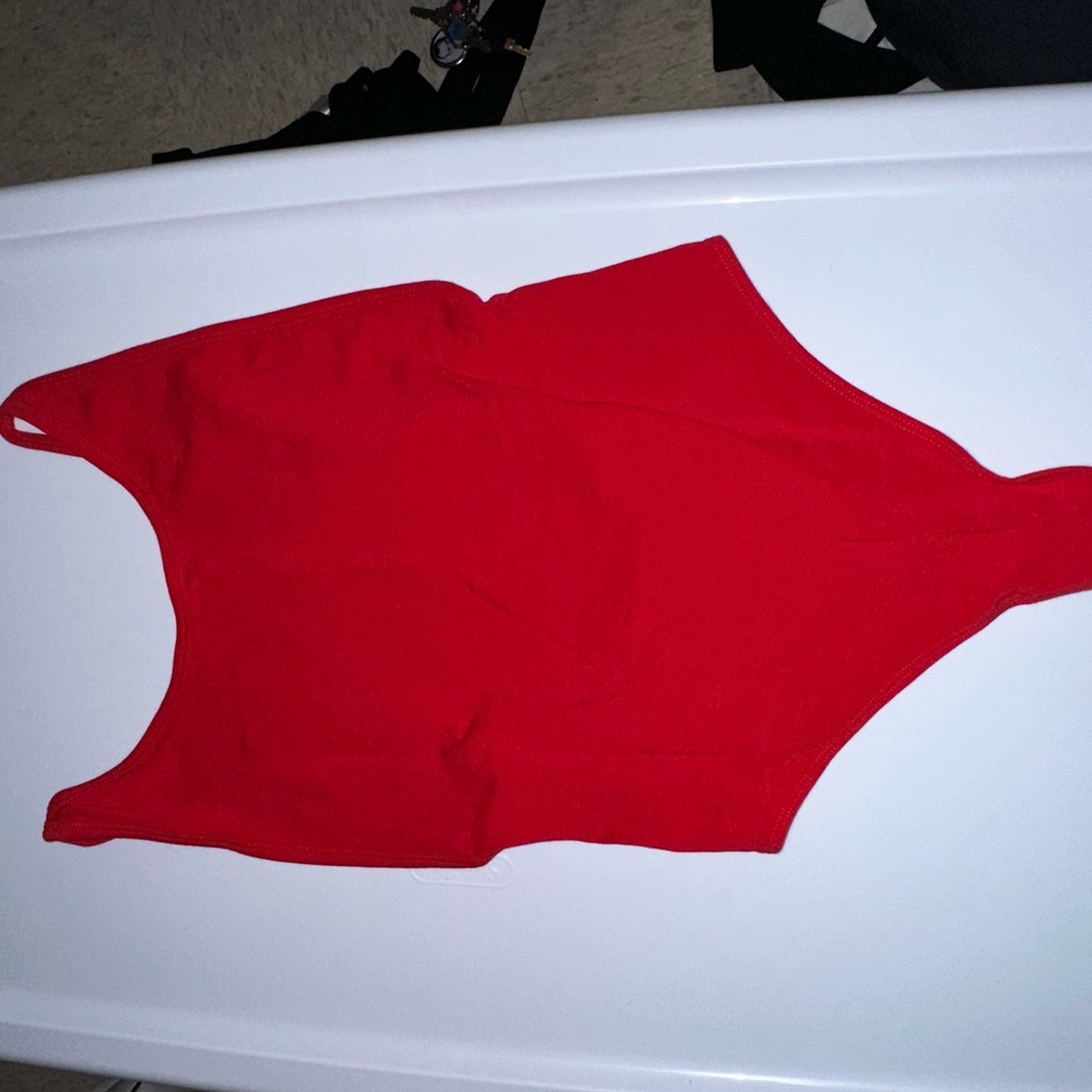 TNA red open back bodysuit size small